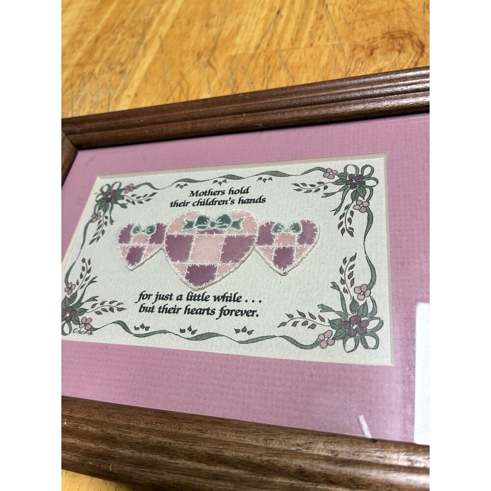 LOVE IN OUR FAMIY Embroidered Hearts Crossoak Industries Framed 6" x 8"